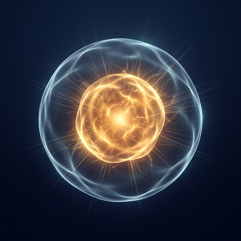Membrane surrounding a glowing core — two-process architecture